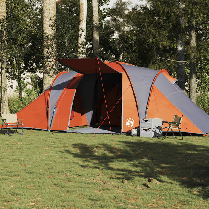 vidaXL Family Tent Dome 6-Person Grey and Orange Waterproof