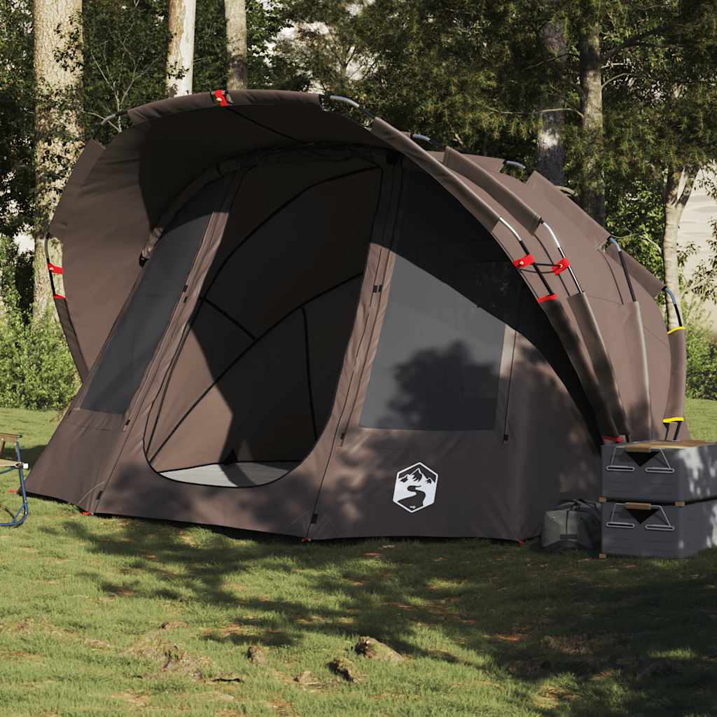 vidaXL Fishing Tent 5-Person Brown Waterproof