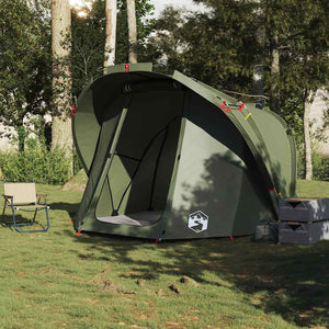 vidaXL Fishing Tent 4-Person Olive Green Waterproof