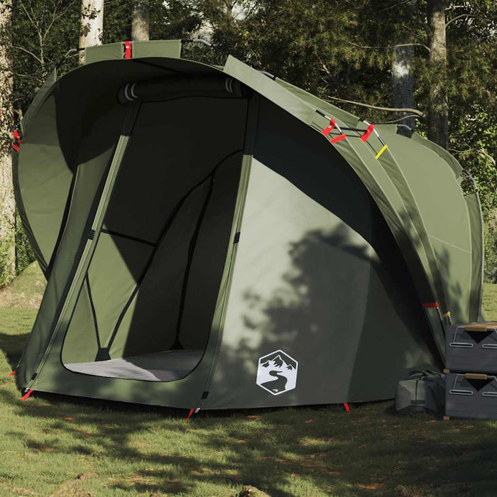 vidaXL Fishing Tent 4-Person Olive Green Waterproof