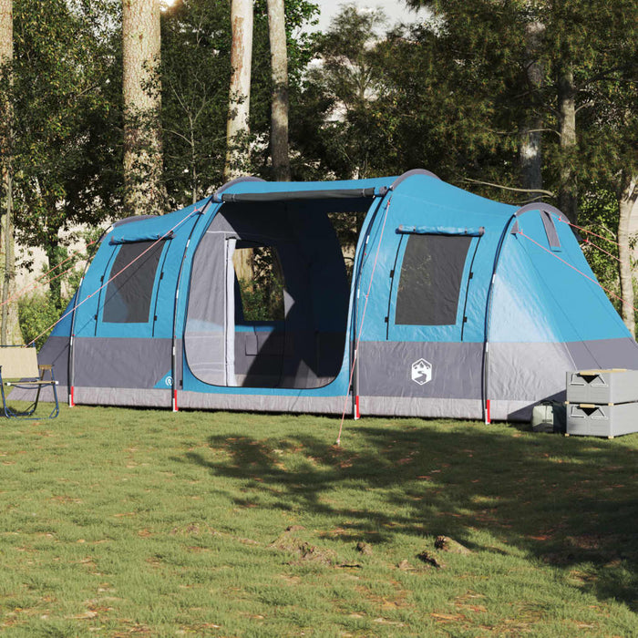 vidaXL Camping Tent Tunnel 4-Person Blue Waterproof