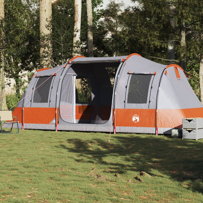 vidaXL Camping Tent Tunnel 4-Person Grey and Orange Waterproof