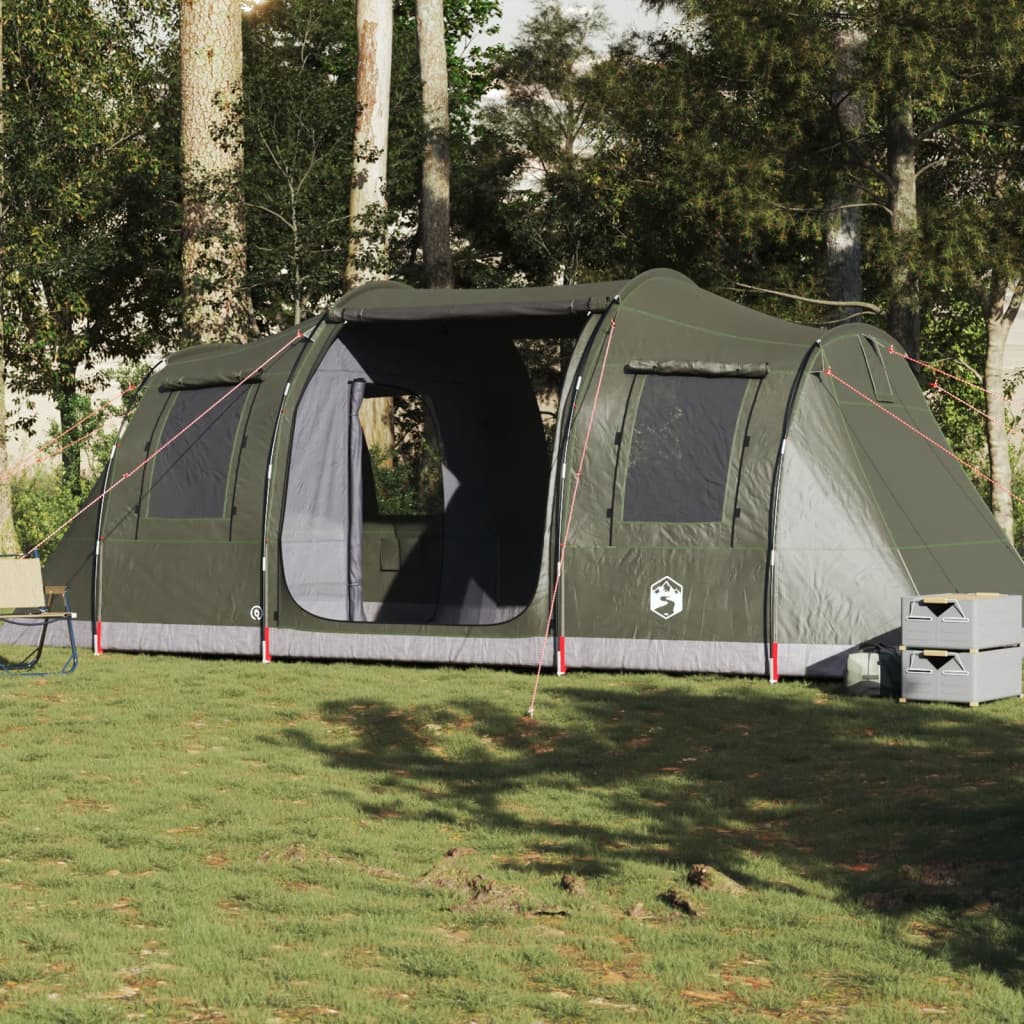 vidaXL Camping Tent Tunnel 4-Person Olive Green Waterproof