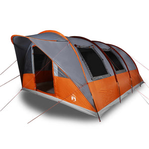 vidaXL Camping Tent Tunnel 5-Person Grey and Orange Waterproof