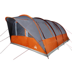 vidaXL Camping Tent Tunnel 5-Person Grey and Orange Waterproof