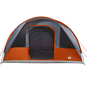 vidaXL Camping Tent Tunnel 5-Person Grey and Orange Waterproof