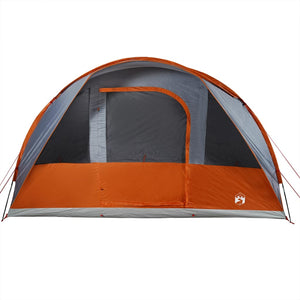 vidaXL Camping Tent Tunnel 5-Person Grey and Orange Waterproof