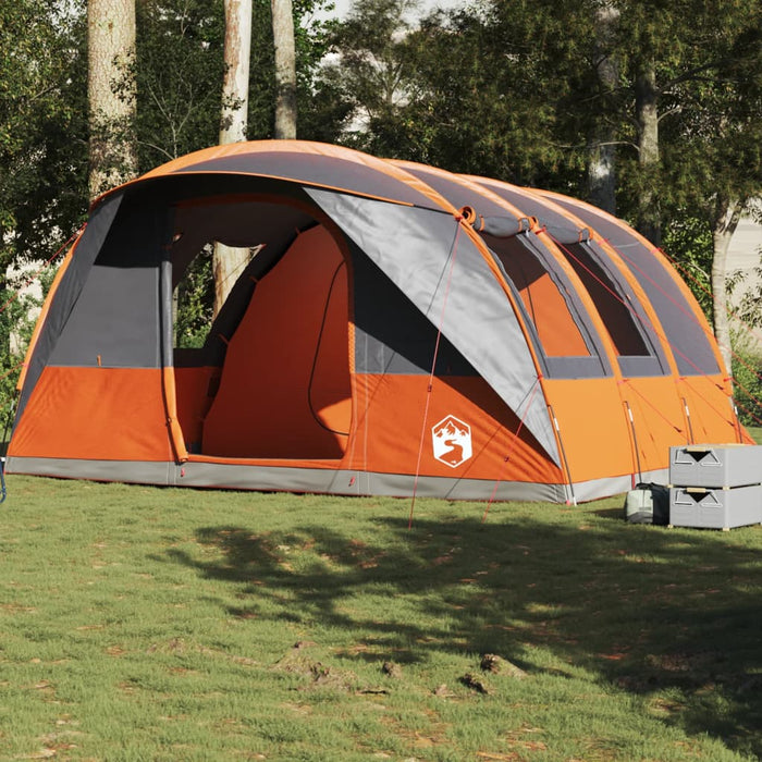 vidaXL Camping Tent Tunnel 5-Person Grey and Orange Waterproof