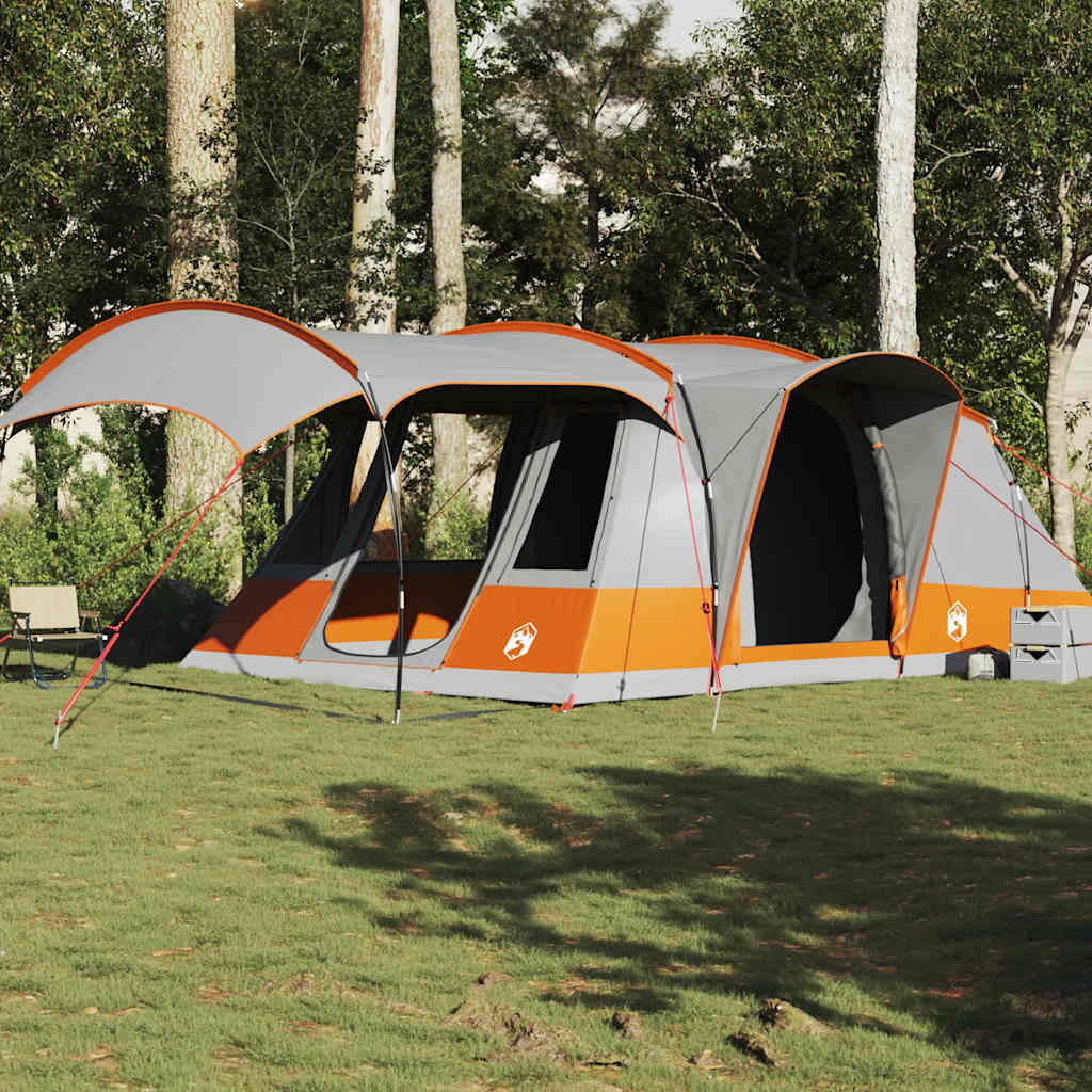 vidaXL Camping Tent Tunnel 5-Person Grey and Orange Waterproof