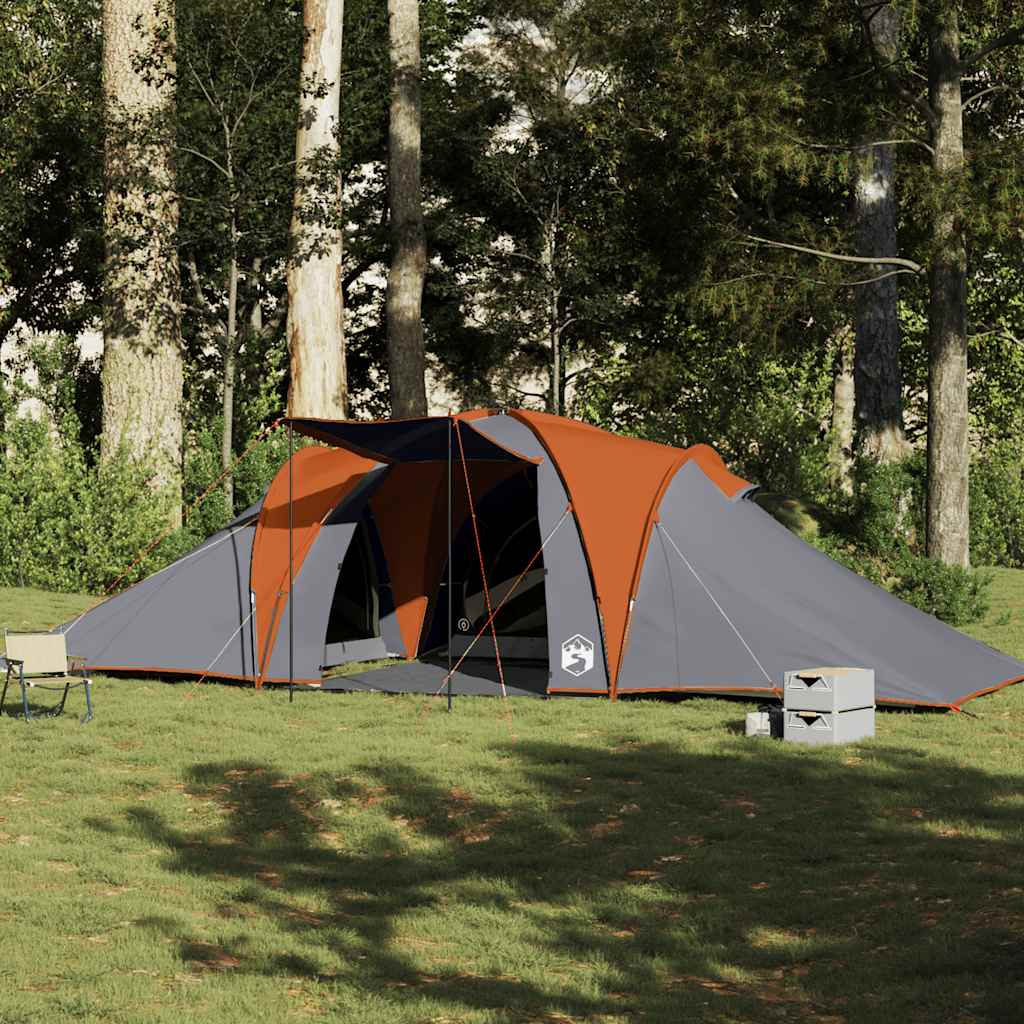 vidaXL Family Tent Dome 6-Person Grey and Orange Waterproof