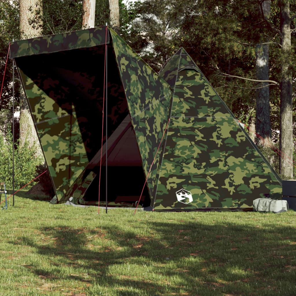 vidaXL Family Tent Tipi 6-Person Camouflage Waterproof