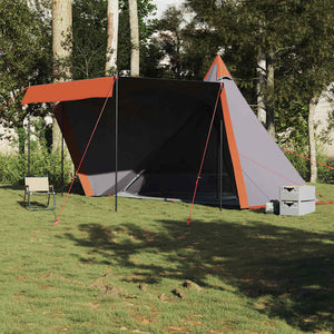 vidaXL Family Tent Tipi 6-Person Grey and Orange Waterproof