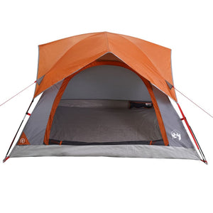 vidaXL Camping Tent Cabin 4-Person Grey and Orange Waterproof