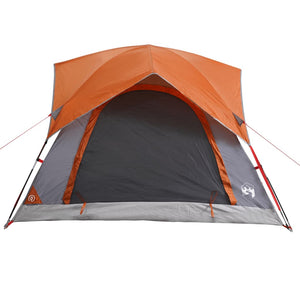 vidaXL Camping Tent Cabin 4-Person Grey and Orange Waterproof