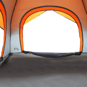 vidaXL Camping Tent Cabin 4-Person Grey and Orange Waterproof