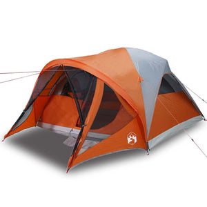 vidaXL Family Tent Tunnel 6-Person Grey and Orange Waterproof