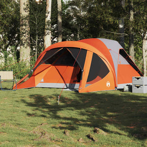 vidaXL Family Tent Tunnel 6-Person Grey and Orange Waterproof