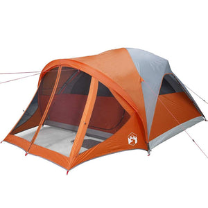 vidaXL Family Tent Tunnel 6-Person Grey and Orange Waterproof