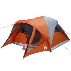 vidaXL Family Tent Tunnel 6-Person Grey and Orange Waterproof