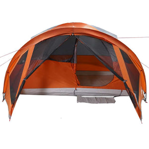 vidaXL Family Tent Tunnel 6-Person Grey and Orange Waterproof