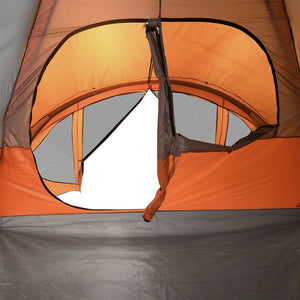 vidaXL Family Tent Tunnel 6-Person Grey and Orange Waterproof