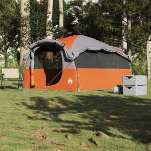 vidaXL Family Tent Tunnel 6-Person Grey and Orange Waterproof