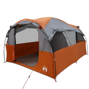 vidaXL Family Tent Tunnel 6-Person Grey and Orange Waterproof