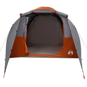 vidaXL Family Tent Tunnel 6-Person Grey and Orange Waterproof