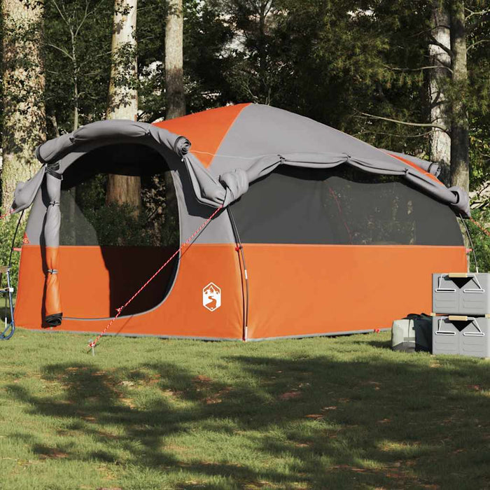 vidaXL Family Tent Tunnel 6-Person Grey and Orange Waterproof