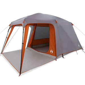 vidaXL Camping Tent with Porch Dome 5-Person Grey and Orange Waterproof