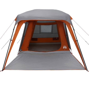 vidaXL Camping Tent with Porch Dome 5-Person Grey and Orange Waterproof