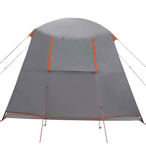 vidaXL Camping Tent with Porch Dome 5-Person Grey and Orange Waterproof