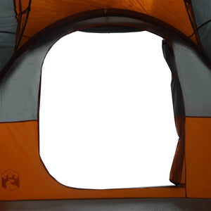 vidaXL Camping Tent with Porch Dome 5-Person Grey and Orange Waterproof