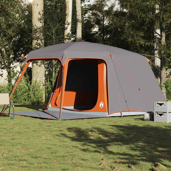 vidaXL Camping Tent with Porch Dome 5-Person Grey and Orange Waterproof