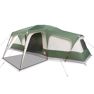 vidaXL Family Tent with Porch Dome 9-Person Green Waterproof