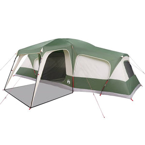 vidaXL Family Tent with Porch Dome 9-Person Green Waterproof