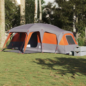 vidaXL Family Tent with Porch Dome 9-Person Grey and Orange Waterproof