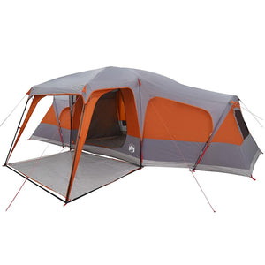 vidaXL Family Tent with Porch Dome 9-Person Grey and Orange Waterproof