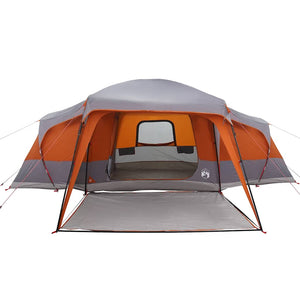 vidaXL Family Tent with Porch Dome 9-Person Grey and Orange Waterproof