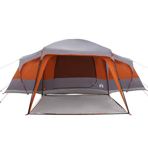 vidaXL Family Tent with Porch Dome 9-Person Grey and Orange Waterproof