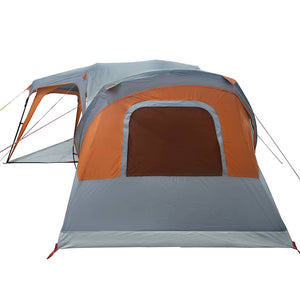 vidaXL Family Tent with Porch Dome 9-Person Grey and Orange Waterproof