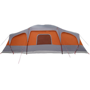 vidaXL Family Tent with Porch Dome 9-Person Grey and Orange Waterproof