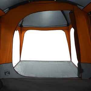 vidaXL Family Tent with Porch Dome 9-Person Grey and Orange Waterproof