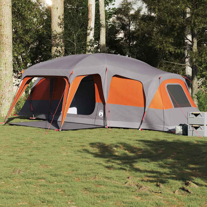 vidaXL Family Tent with Porch Dome 9-Person Grey and Orange Waterproof