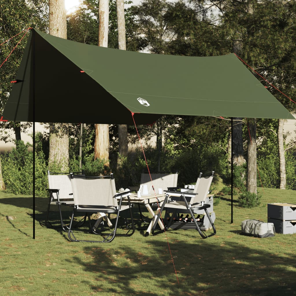 vidaXL Camping Tarp Olive Green 438x376x212 cm Waterproof