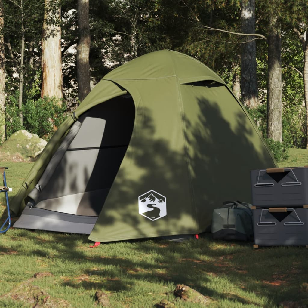 vidaXL Camping Tent Dome 2-Person Olive Green Waterproof