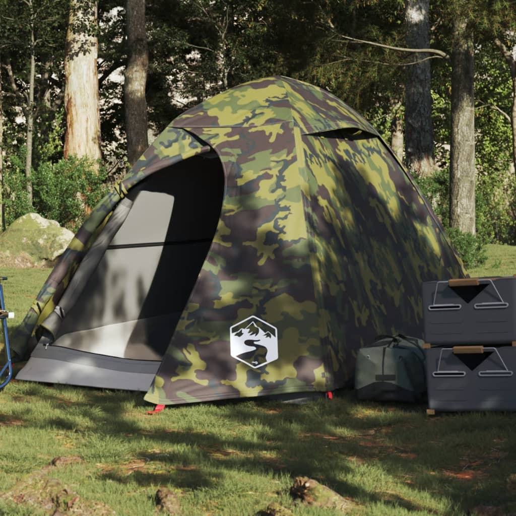 vidaXL Camping Tent Dome 2-Person Camouflage Waterproof