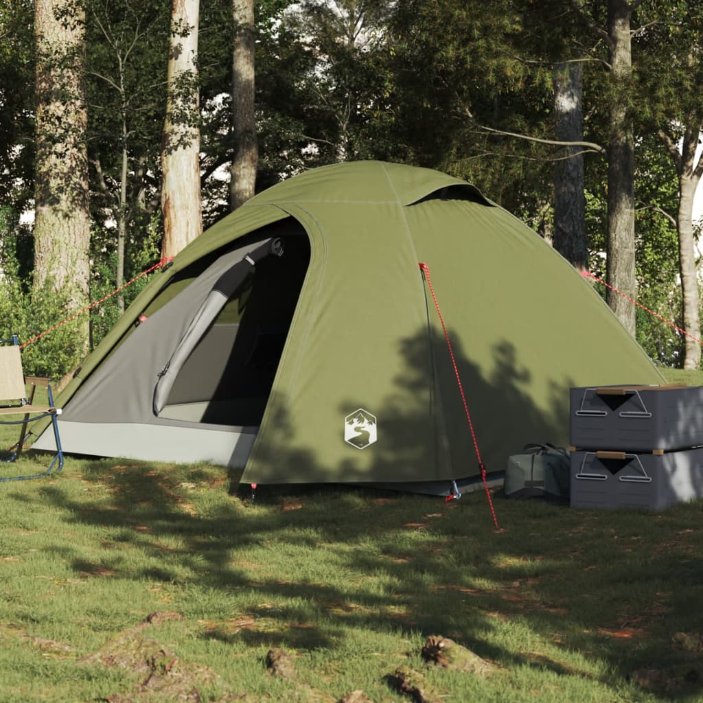 vidaXL Camping Tent Dome 3-Person Olive Green Waterproof