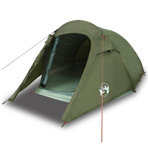 vidaXL Camping Tent Tunnel 3-Person Olive Green Waterproof