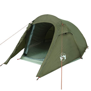 vidaXL Camping Tent Tunnel 3-Person Olive Green Waterproof